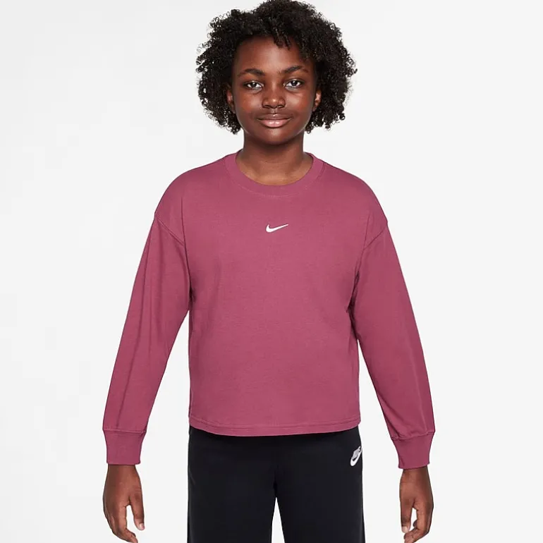 Nike Big Kid Girls Crew Neck Long Sleeve Active T-Shirt