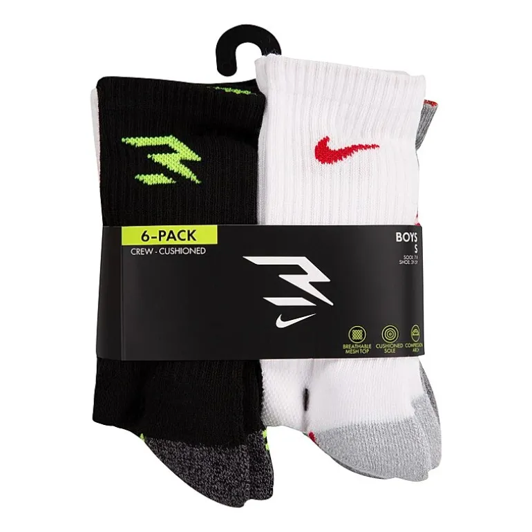 Nike 3BRAND by Russell Wilson Big Kid Boys 6 Pair Crew Socks