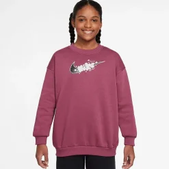 Nike Club Big Kid Girls Crew Neck Fleece Long Sleeve Sweatshirt