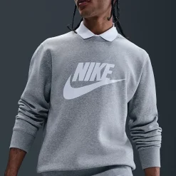 Nike Club Fleece Mens Crew Neck Long Sleeve Big and Tall Sweatshirt