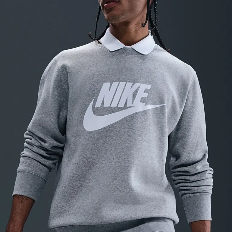 Nike Club Fleece Mens Crew Neck Long Sleeve Big and Tall Sweatshirt