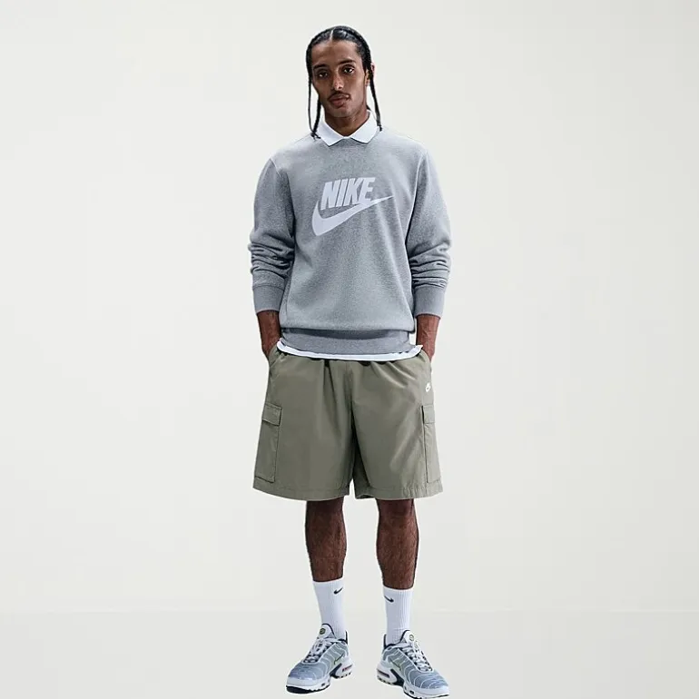Nike Club Fleece Mens Crew Neck Long Sleeve Big and Tall Sweatshirt