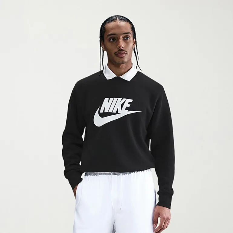 Nike Club Fleece Mens Crew Neck Long Sleeve Big and Tall Sweatshirt