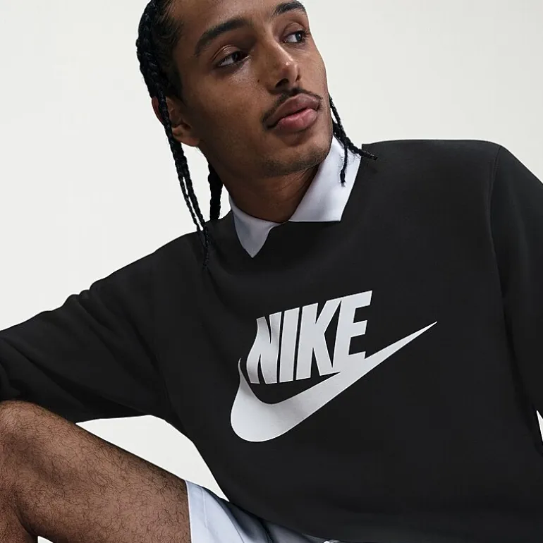 Nike Club Fleece Mens Crew Neck Long Sleeve Big and Tall Sweatshirt