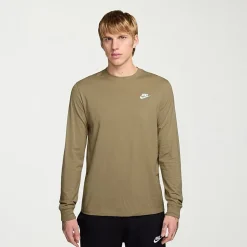 Nike Club Mens Crew Neck Long Sleeve Quick Dry Active Big and Tall T-Shirt