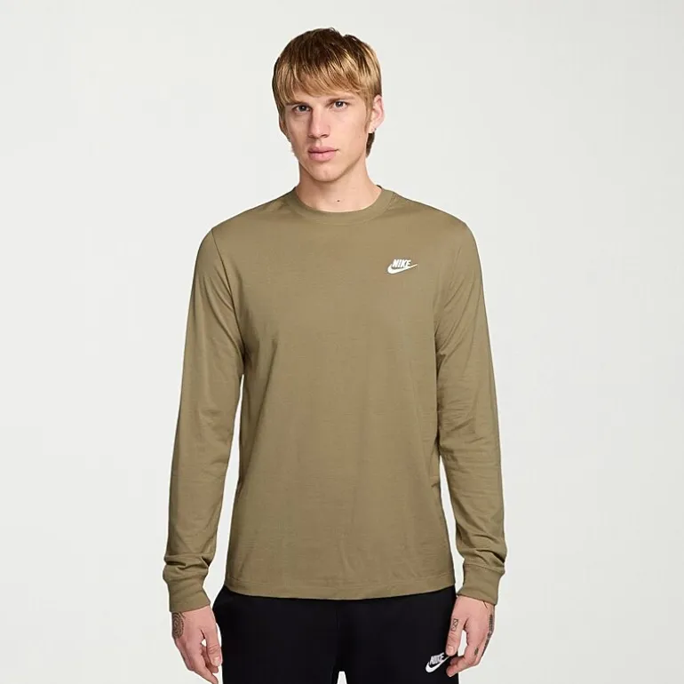 Nike Club Mens Crew Neck Long Sleeve Quick Dry Active Big and Tall T-Shirt