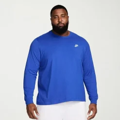Nike Club Mens Crew Neck Long Sleeve Quick Dry Active Big and Tall T-Shirt