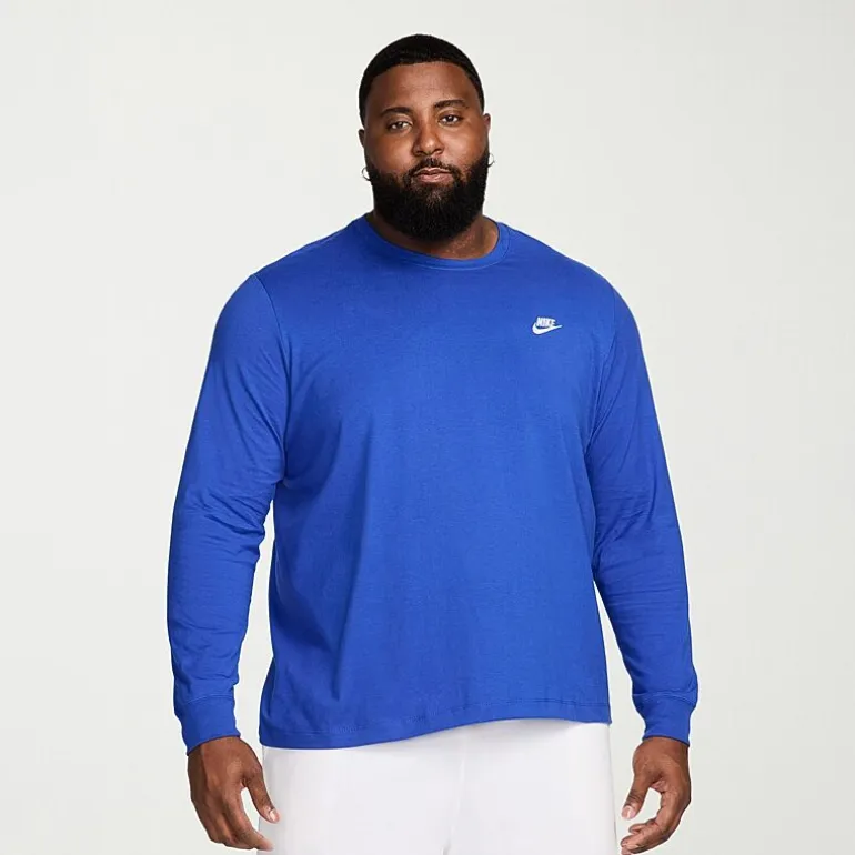 Nike Club Mens Crew Neck Long Sleeve Quick Dry Active Big and Tall T-Shirt