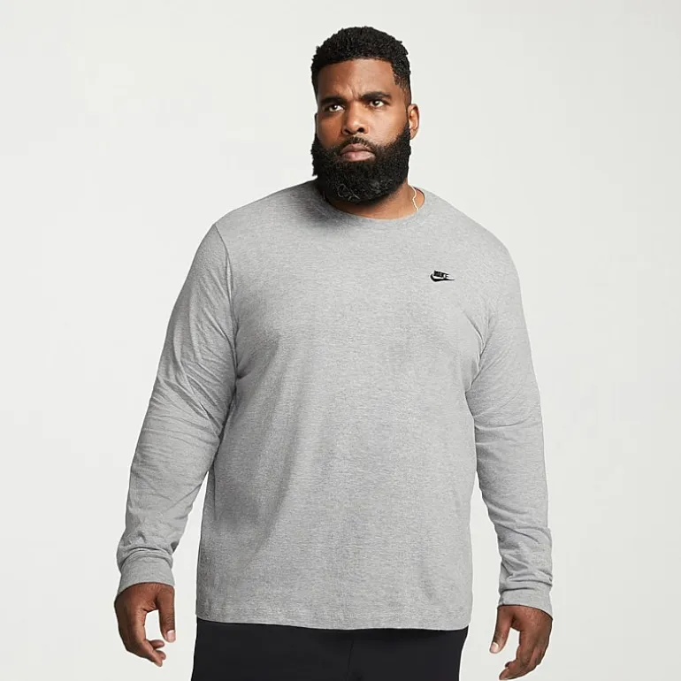 Nike Club Mens Crew Neck Long Sleeve Quick Dry Active Big and Tall T-Shirt