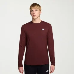 Nike Club Mens Crew Neck Long Sleeve Quick Dry Active Big and Tall T-Shirt