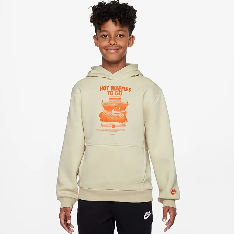 Nike Club Waffle Big Kid Unisex Long Sleeve Fleece Active Hoodie