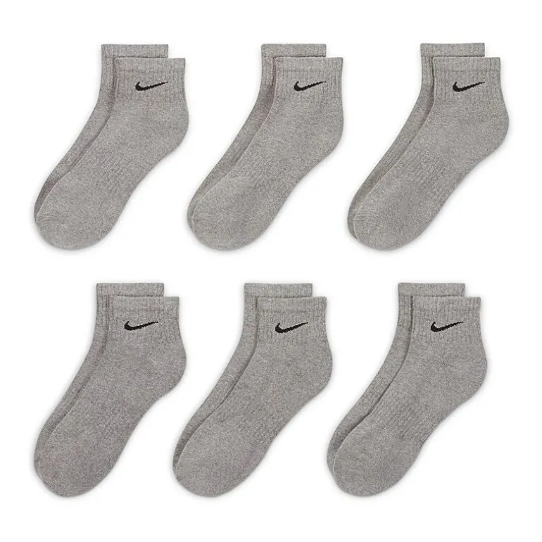 Nike Everyday Cushioned Unisex Adult Multi-Pack 6 Pair Quarter Ankle Socks