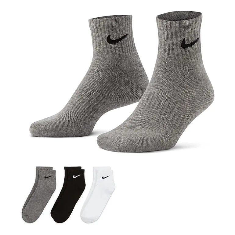 Nike Everyday Cushioned Unisex Adult Multi-Pack 3 Pair Quarter Ankle Socks