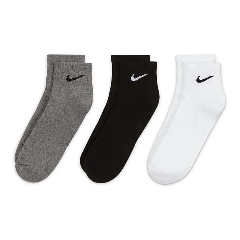 Nike Everyday Cushioned Unisex Adult Multi-Pack 3 Pair Quarter Ankle Socks