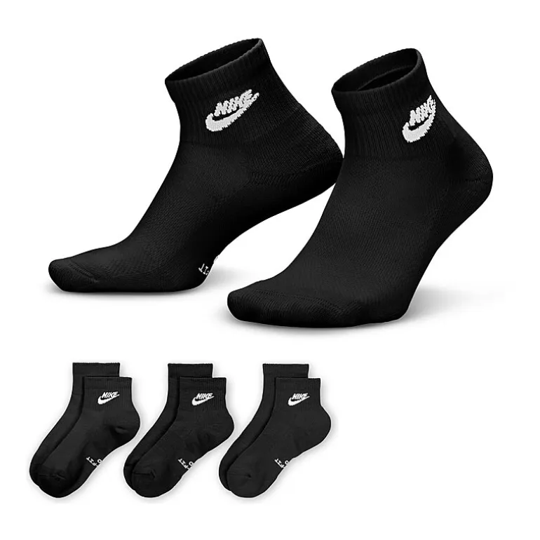Nike Everyday Elevated Unisex Adult 3 Pair Quarter Ankle Socks