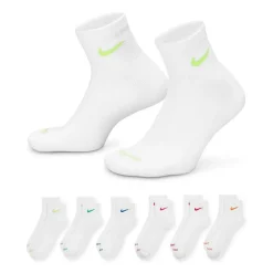 Nike Everyday Plus Cushioned Unisex Adult Breathable Multi-Pack 6 Pair Quarter Ankle Socks