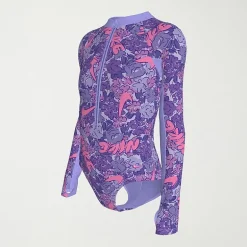 Nike Little & Big Kid Girls Floral Long Sleeve One Piece Swimsuit
