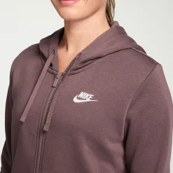 Nike Womens Long Sleeve Embroidered Fleece Lined Lined Fleece Zipper Active Hoodie
