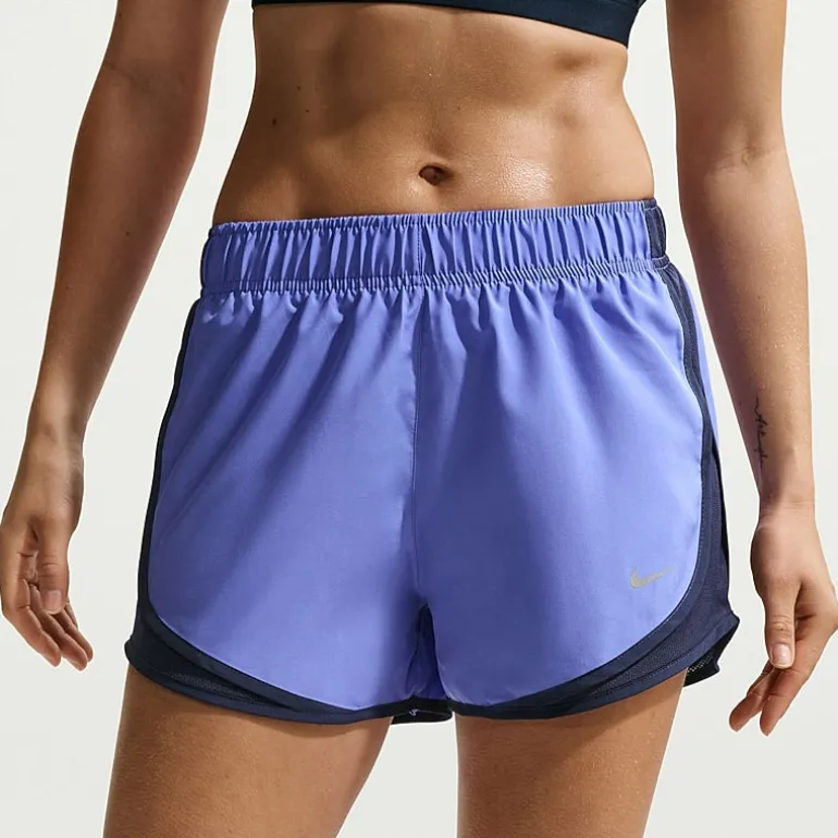 Nike Womens 3" Mid Rise Moisture Wicking Drawstring Waist Quick Dry Running Short