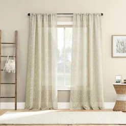 No 918 Briarwood Delicate Leaf Textured Rod Pocket Light-Filtering Single Curtain Panel