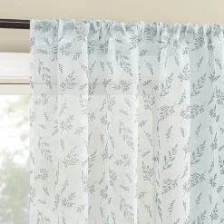 No 918 Briarwood Delicate Leaf Textured Rod Pocket Light-Filtering Single Curtain Panel