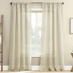 No 918 Briarwood Delicate Leaf Textured Rod Pocket Light-Filtering Single Curtain Panel