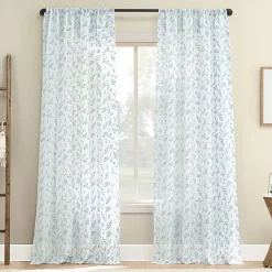 No 918 Briarwood Delicate Leaf Textured Rod Pocket Light-Filtering Single Curtain Panel