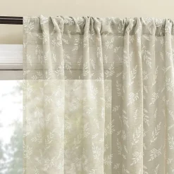 No 918 Briarwood Delicate Leaf Textured Rod Pocket Light-Filtering Single Curtain Panel