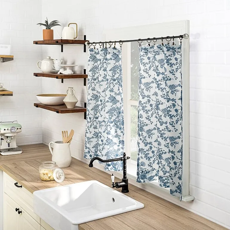 No 918 Elara Tonal Botanical 2-pc. Rod Pocket Window Tier