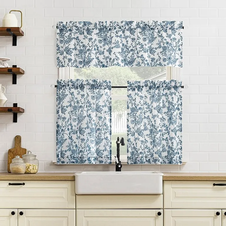 No 918 Elara Tonal Botanical 2-pc. Rod Pocket Window Tier