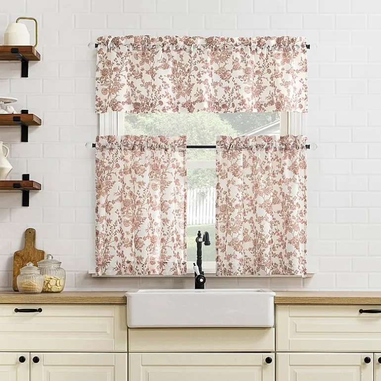 No 918 Elara Tonal Botanical 2-pc. Rod Pocket Window Tier