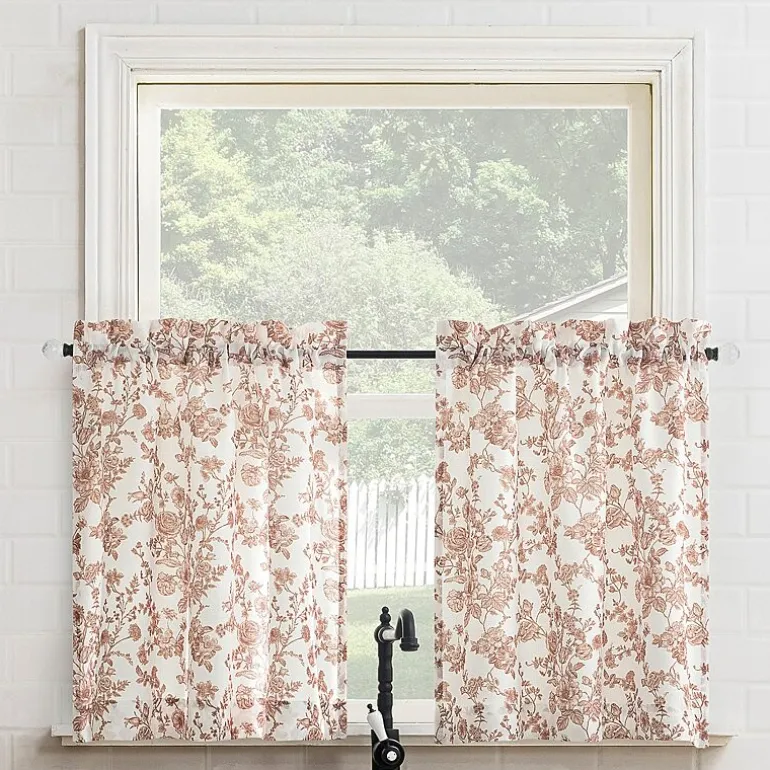 No 918 Elara Tonal Botanical 2-pc. Rod Pocket Window Tier