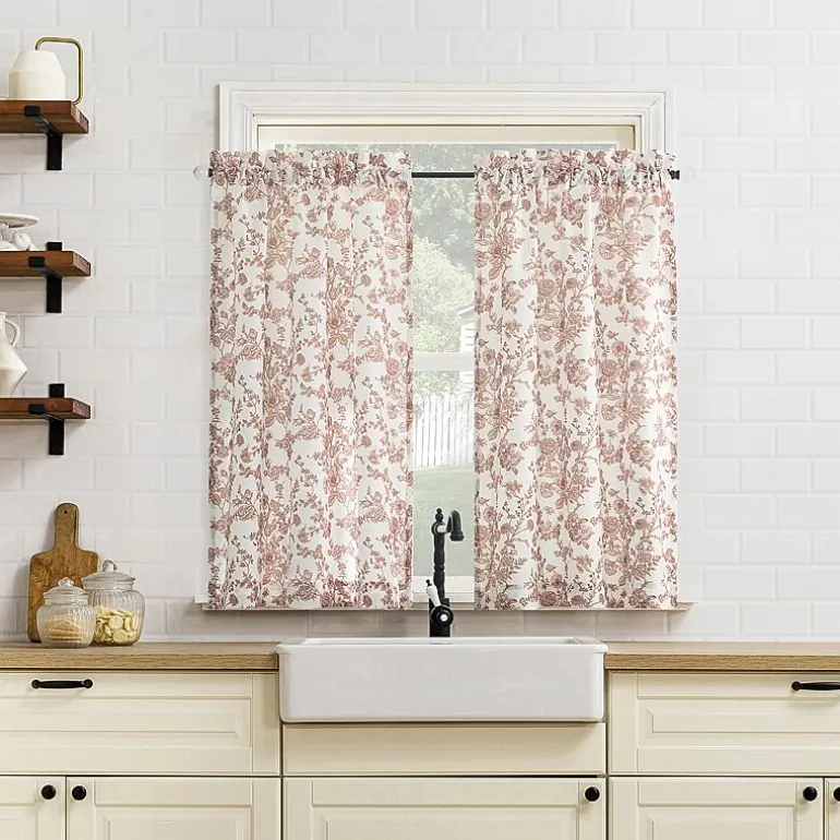No 918 Elara Tonal Botanical 2-pc. Rod Pocket Window Tier