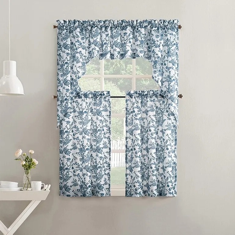 No 918 Elara Tonal Botanical 2-pc. Rod Pocket Window Tier