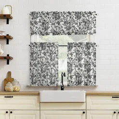 No 918 Elara Tonal Botanical Rod Pocket Tailored Valance