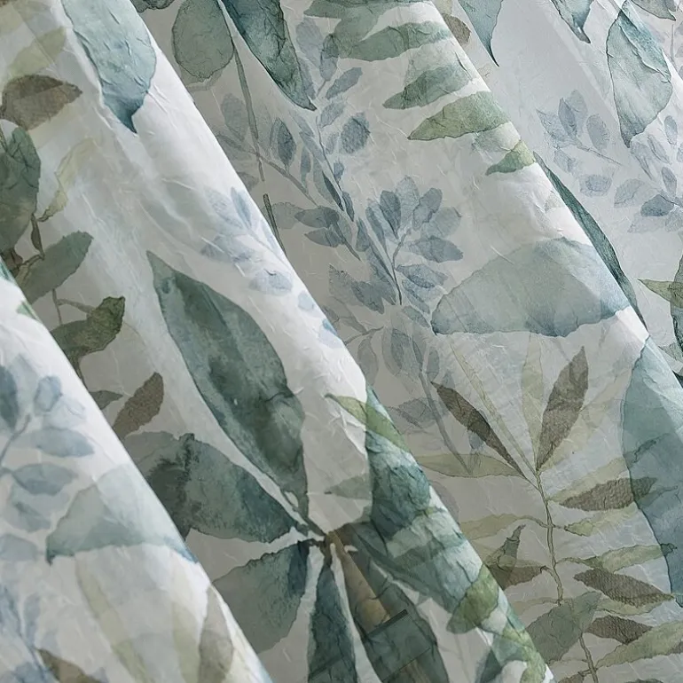 No 918 Fiona Foliage Print Crushed Voile Rod Pocket Light-Filtering Single Curtain Panel