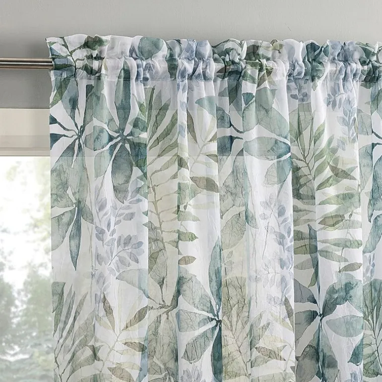 No 918 Fiona Foliage Print Crushed Voile Rod Pocket Light-Filtering Single Curtain Panel