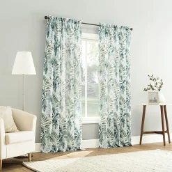 No 918 Fiona Foliage Print Crushed Voile Rod Pocket Light-Filtering Single Curtain Panel