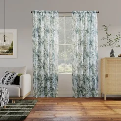 No 918 Fiona Foliage Print Crushed Voile Rod Pocket Light-Filtering Single Curtain Panel