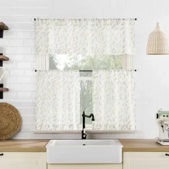No 918 Hawthorne Floral Leaf 2-pc. Rod Pocket Window Tier
