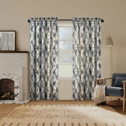No 918 Keaton Geometric Watercolor Rod Pocket Light-Filtering Single Curtain Panel