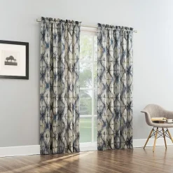 No 918 Keaton Geometric Watercolor Rod Pocket Light-Filtering Single Curtain Panel