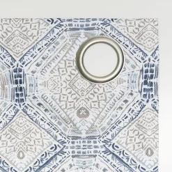 No 918 Lido Global Inspired Medallion Grommet Top Light-Filtering Single Curtain Panel