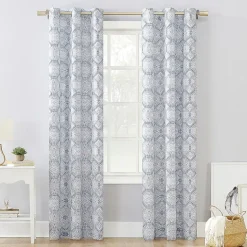 No 918 Lido Global Inspired Medallion Grommet Top Light-Filtering Single Curtain Panel