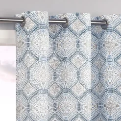 No 918 Lido Global Inspired Medallion Grommet Top Light-Filtering Single Curtain Panel