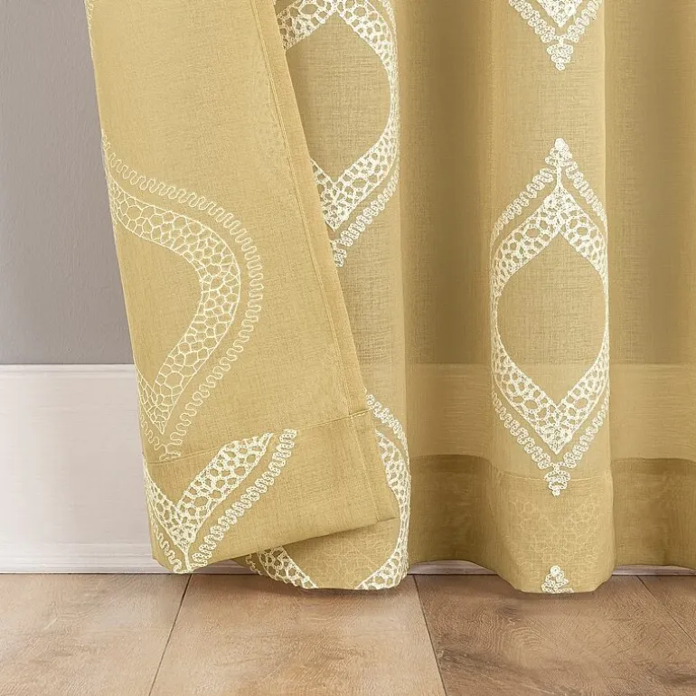 No 918 Ravenna Medallion Rod Pocket Embroidered Light-Filtering Single Curtain Panel