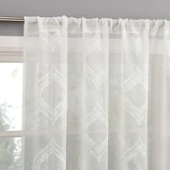 No 918 Ravenna Medallion Rod Pocket Embroidered Light-Filtering Single Curtain Panel