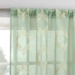 No 918 Ravenna Medallion Rod Pocket Embroidered Light-Filtering Single Curtain Panel