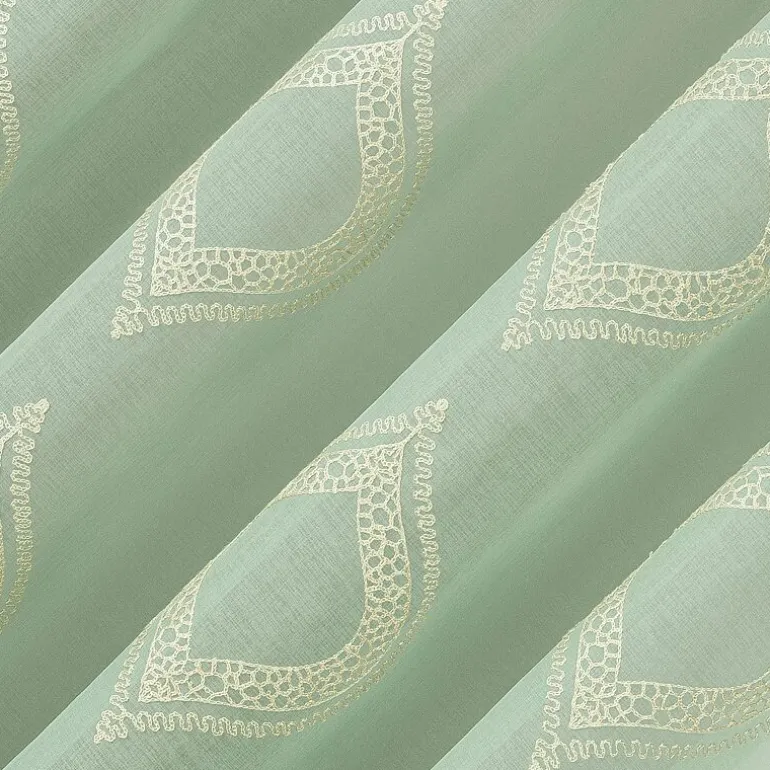 No 918 Ravenna Medallion Rod Pocket Embroidered Light-Filtering Single Curtain Panel