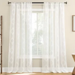 No 918 Ravenna Medallion Rod Pocket Embroidered Light-Filtering Single Curtain Panel